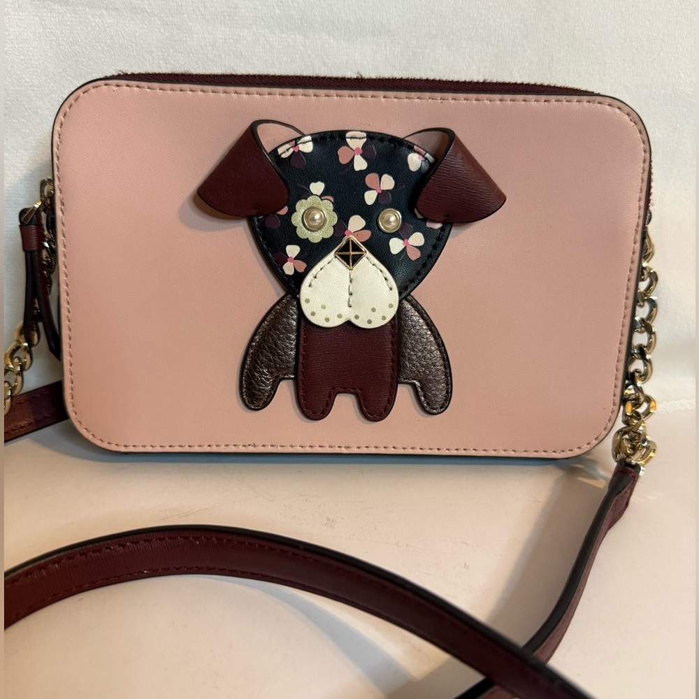 Kate Spade Floral pup double zipper crossbody